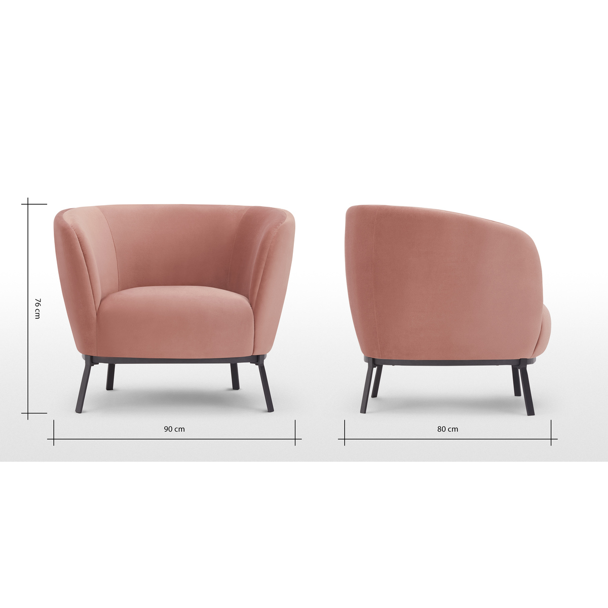 Belle Accent Armchair, Blush Pink Velvet – image 8