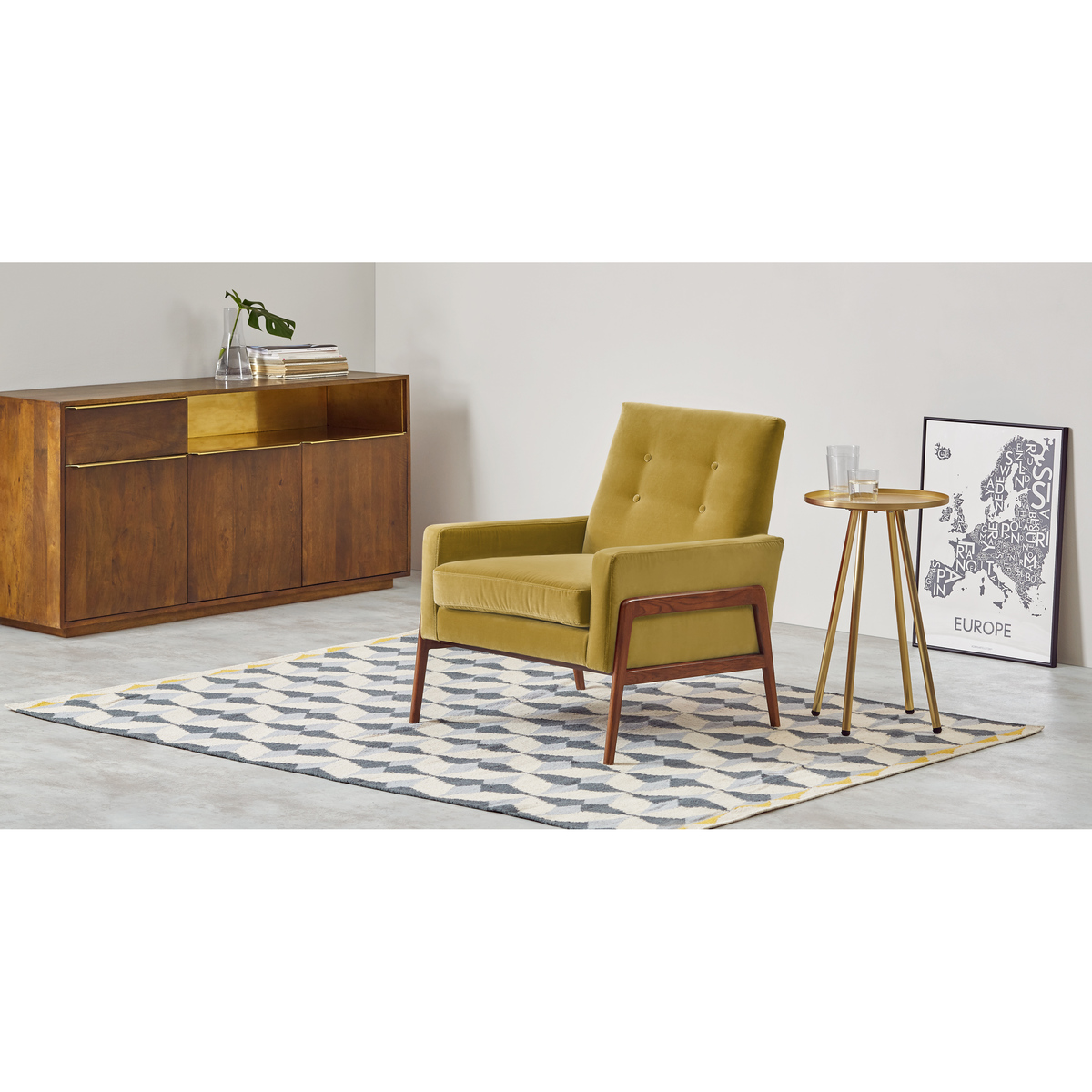 Cecil Armchair, Cotton Gold Velvet – image 3