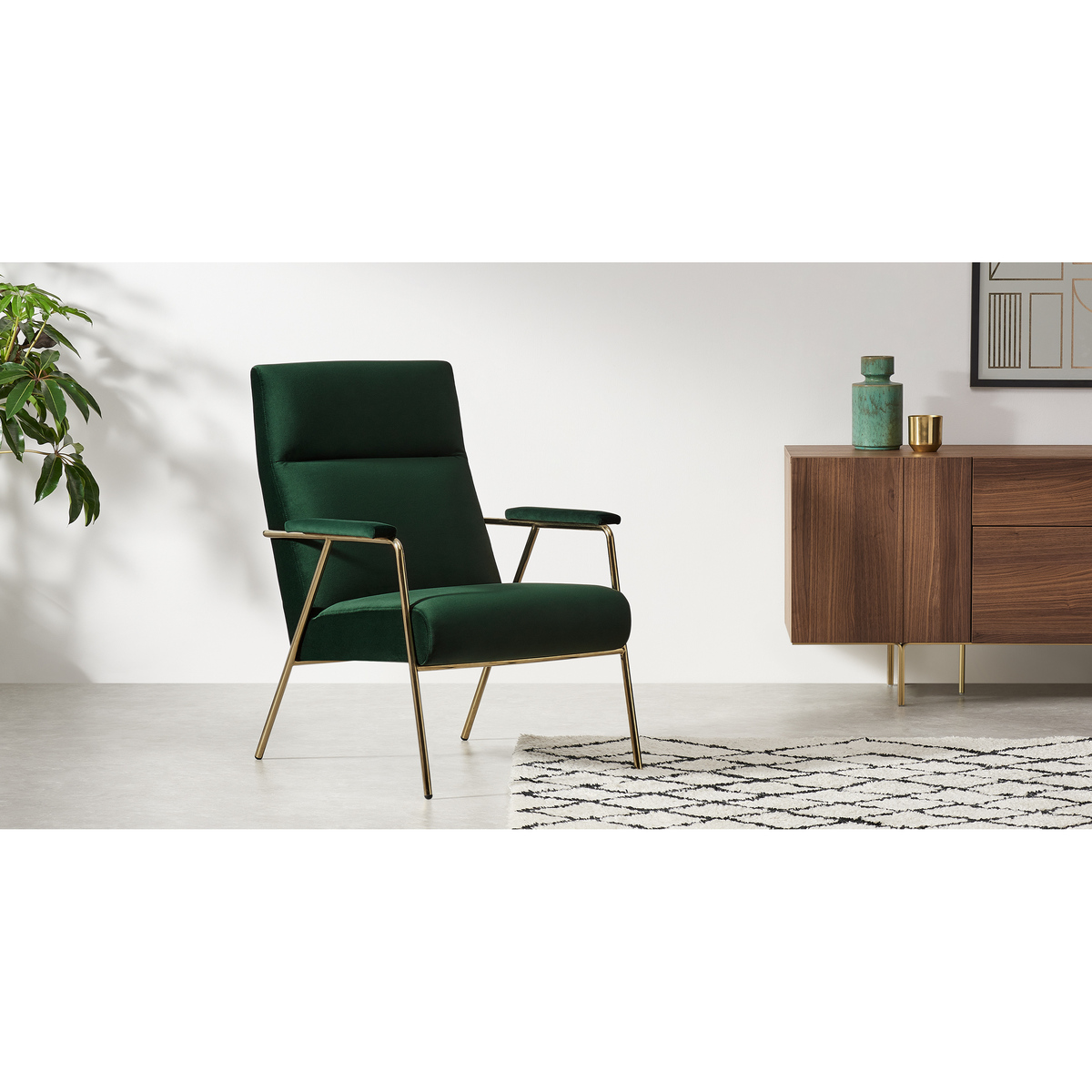 Merle Accent Armchair, Pine Green Velvet – image 3