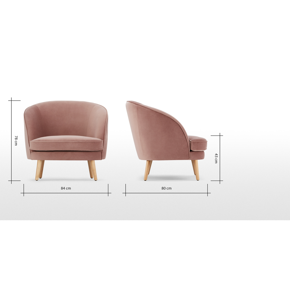 Gertie Accent Armchair, Vintage Pink Velvet – image 8