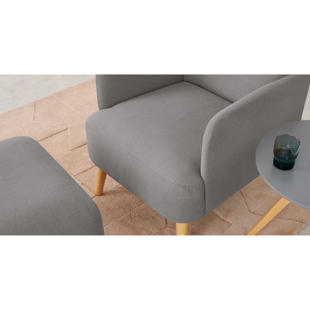 Elvi Accent Armchair and Footstool, Marshmallow Grey – image 4