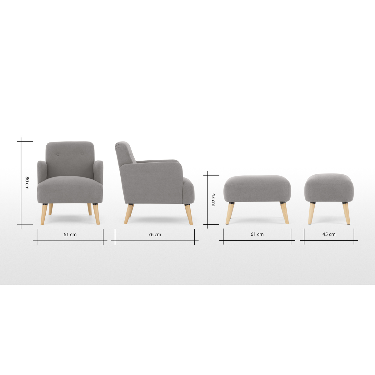 Elvi Accent Armchair and Footstool, Marshmallow Grey – image 8