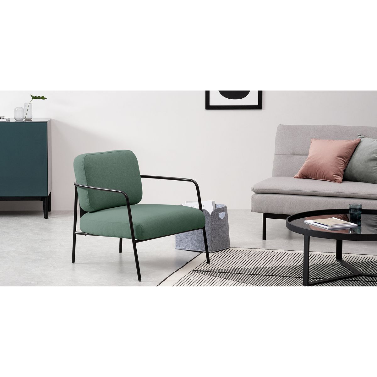 Hopper Accent Armchair, Clover Green and Marl Grey – image 3