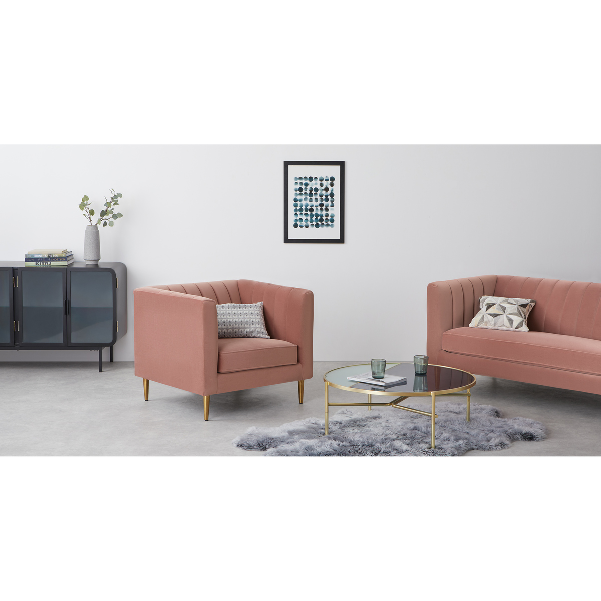 Amicie Armchair, Blush Pink Velvet – image 2