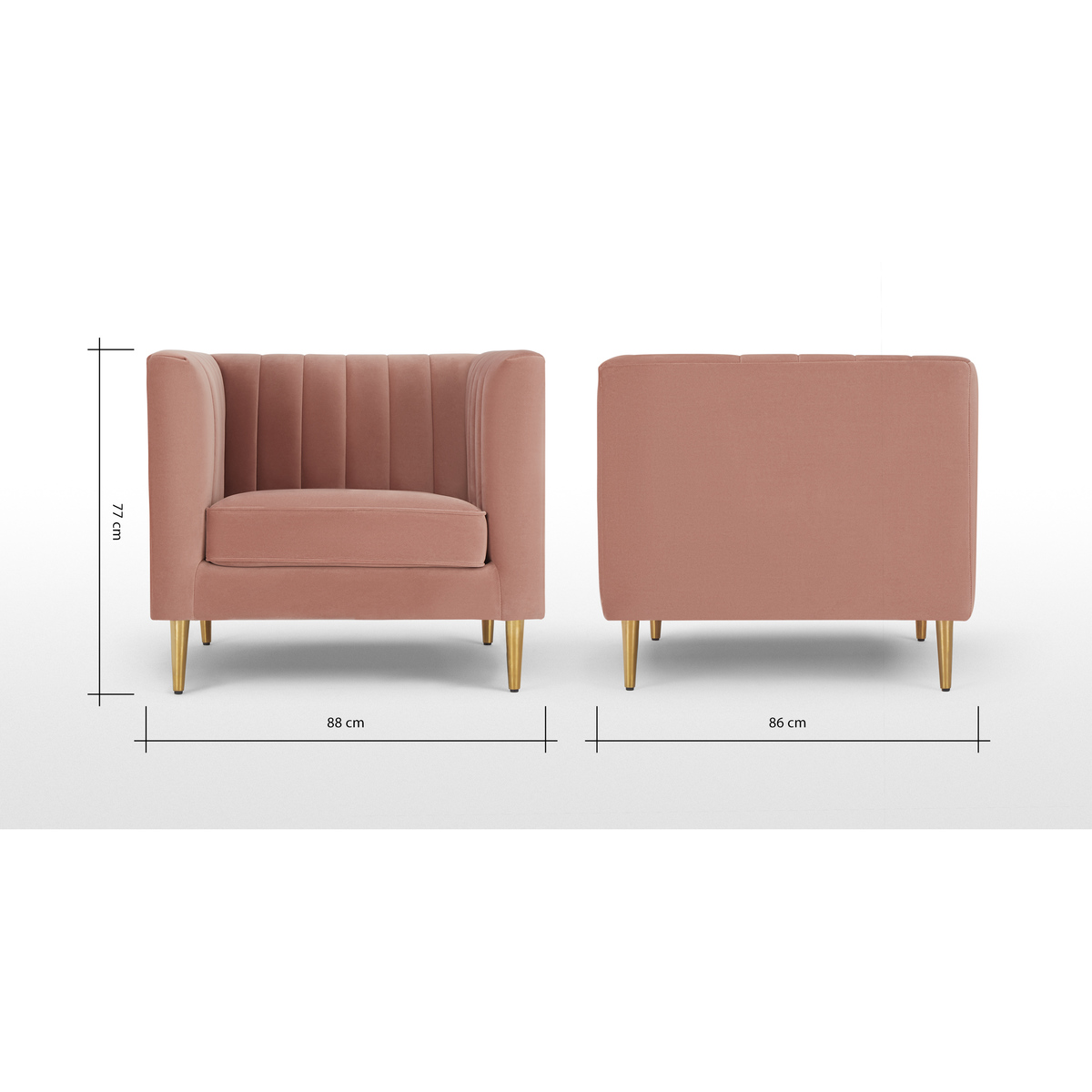 Amicie Armchair, Blush Pink Velvet – image 7