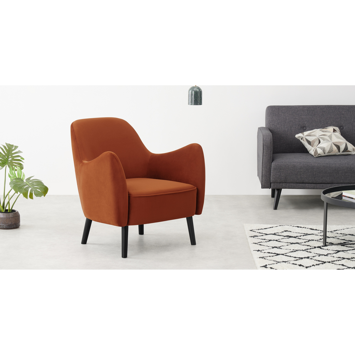 Davis Accent Armchair, Nutmeg Orange Velvet – image 3
