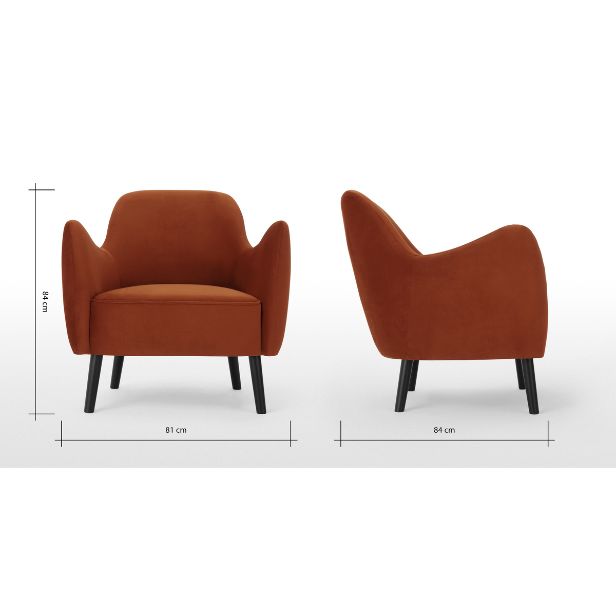 Davis Accent Armchair, Nutmeg Orange Velvet – image 8