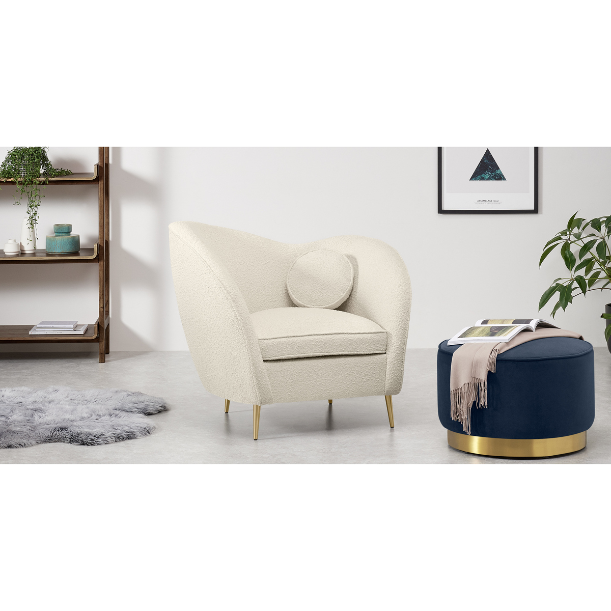 Kooper Accent Armchair, Whitewash Boucle – image 3