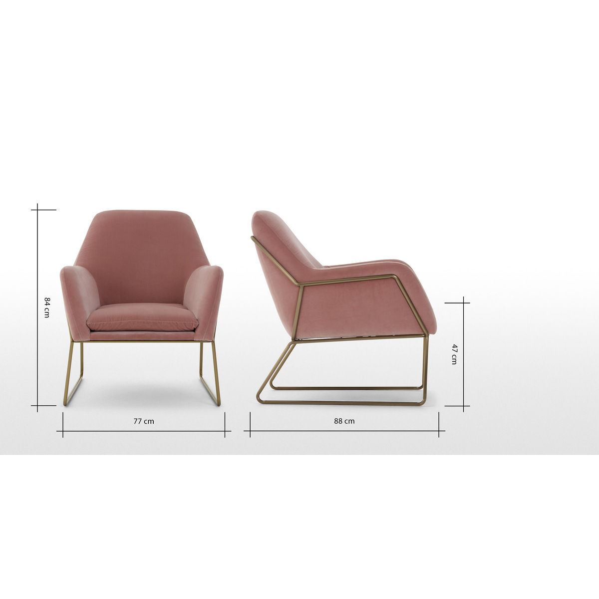 Frame Accent Armchair, Blush Pink Cotton Velvet – image 9