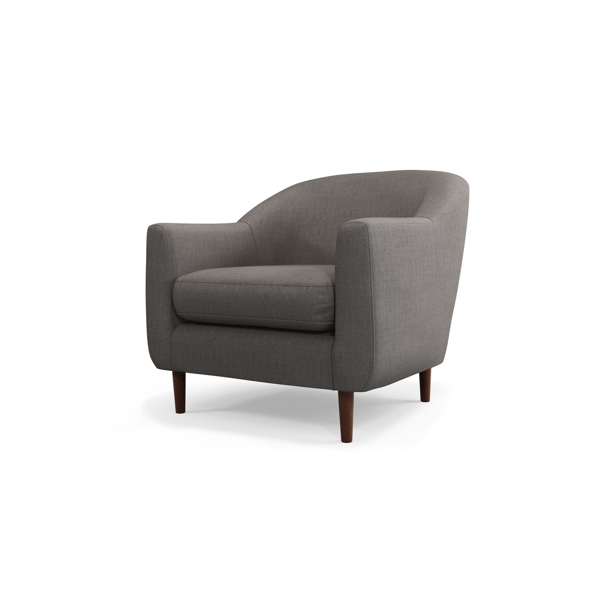 Custom MADE Tubby Armchair, Pewter Grey with Dark Wood Legs – image 2