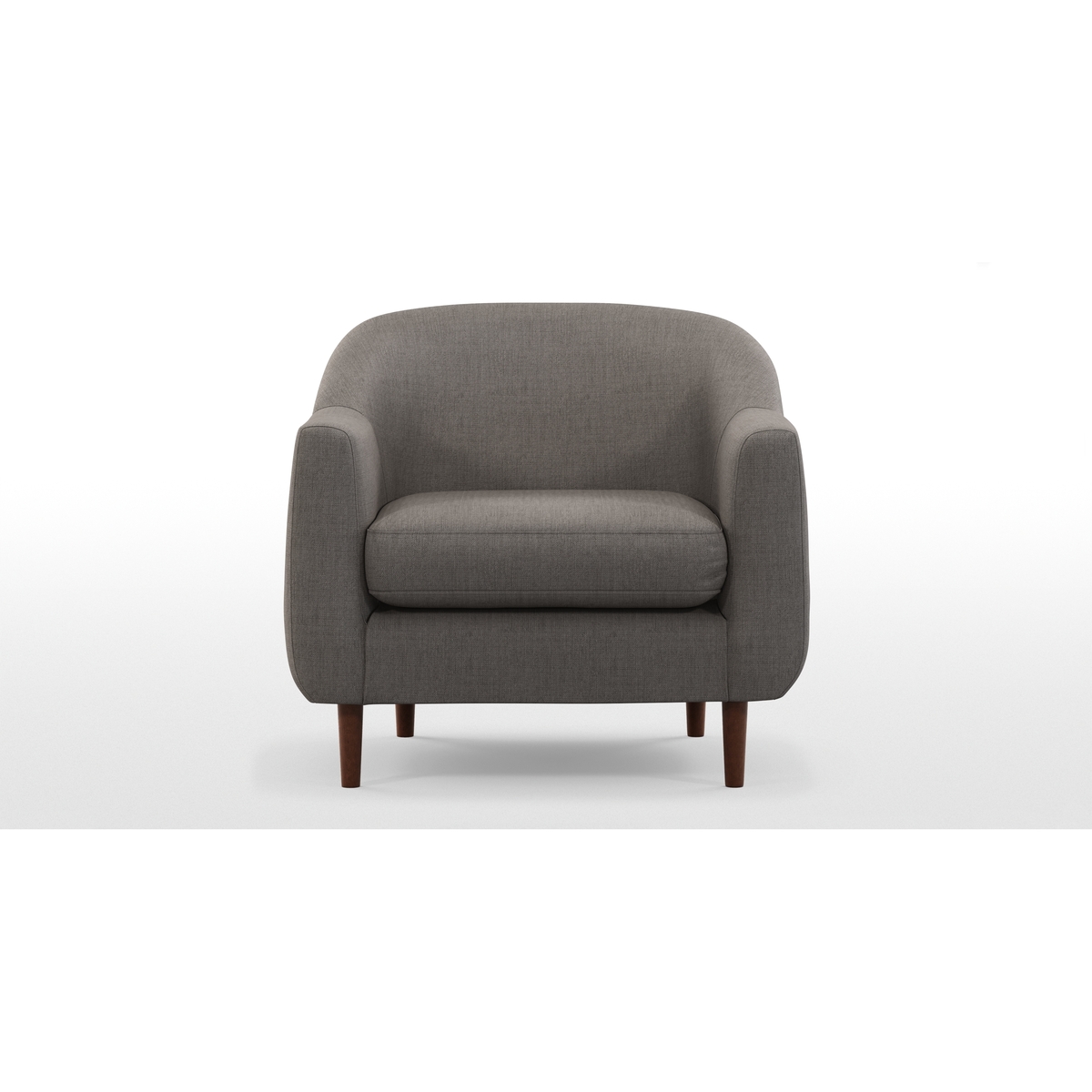 Custom MADE Tubby Armchair, Pewter Grey with Dark Wood Legs – image 3