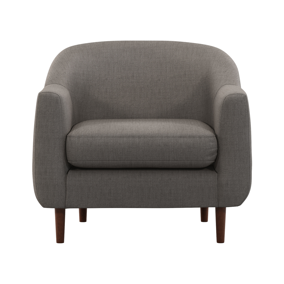 Custom MADE Tubby Armchair, Pewter Grey with Dark Wood Legs – image 1