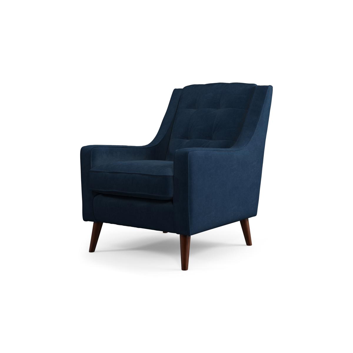 Content by Terence Conran Tobias Armchair, Navy Blue Recycled Velvet with Dark Wood Legs – image 3