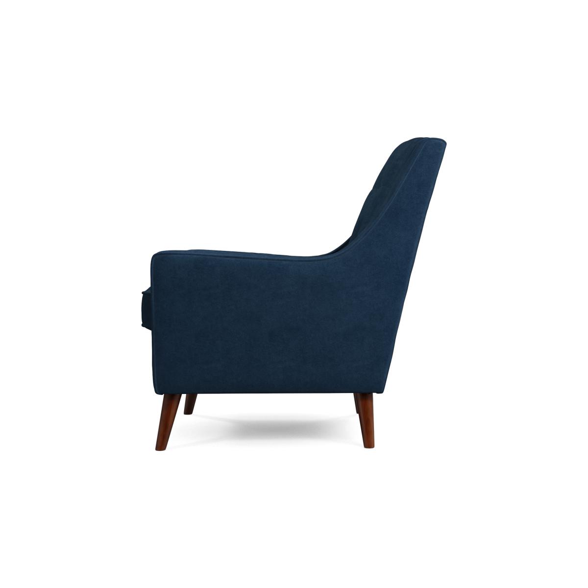 Content by Terence Conran Tobias Armchair, Navy Blue Recycled Velvet with Dark Wood Legs – image 4