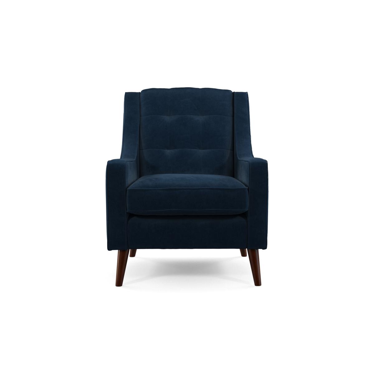 Content by Terence Conran Tobias Armchair, Navy Blue Recycled Velvet with Dark Wood Legs – image 5