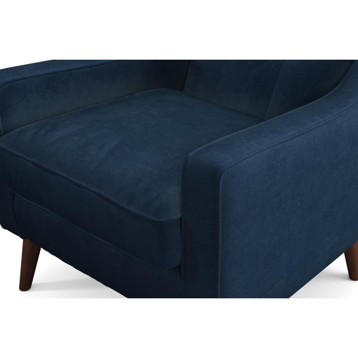 Content by Terence Conran Tobias Armchair, Navy Blue Recycled Velvet with Dark Wood Legs – image 6