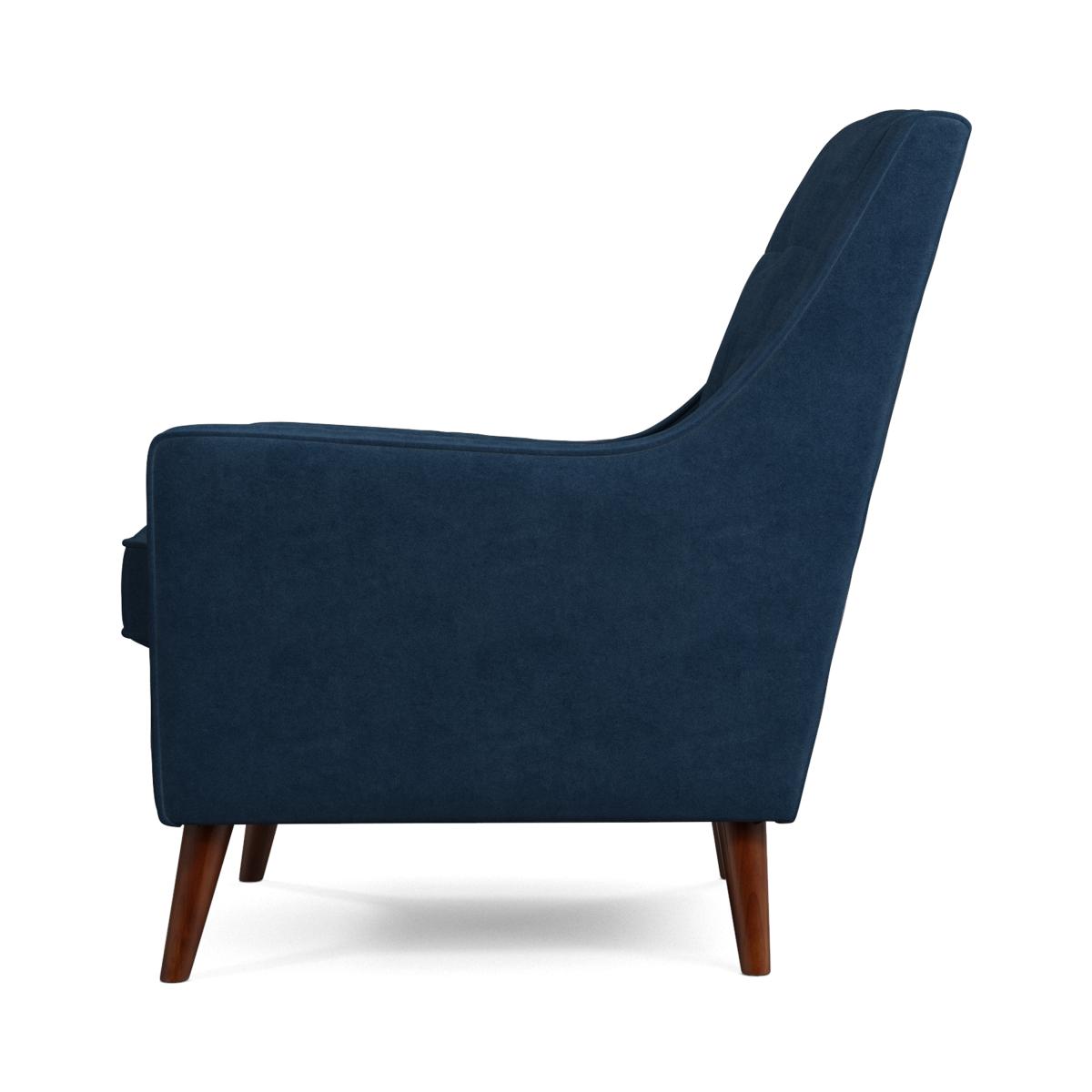 Content by Terence Conran Tobias Armchair, Navy Blue Recycled Velvet with Dark Wood Legs – image 8