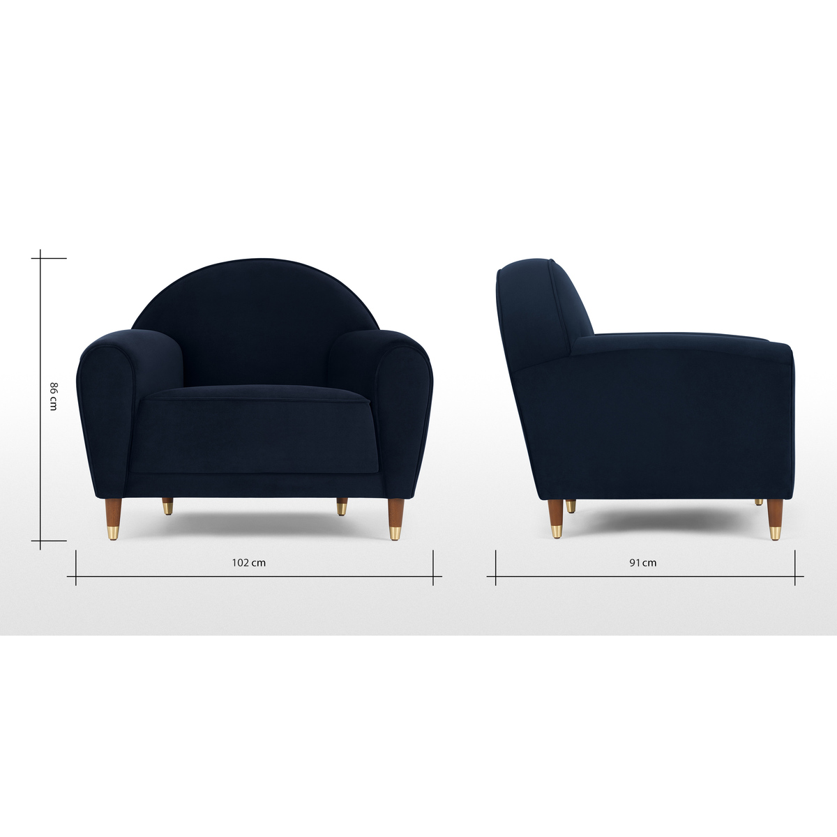 Carlton Armchair, Ink Blue Velvet – image 8
