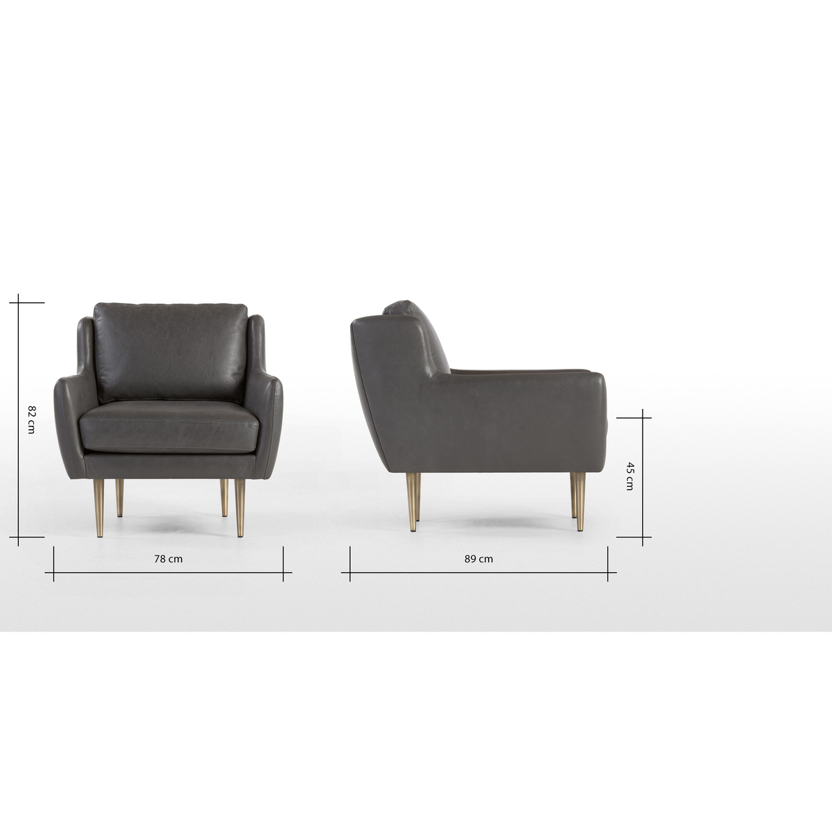 Simone Armchair, Oxford Grey Premium Leather – image 8
