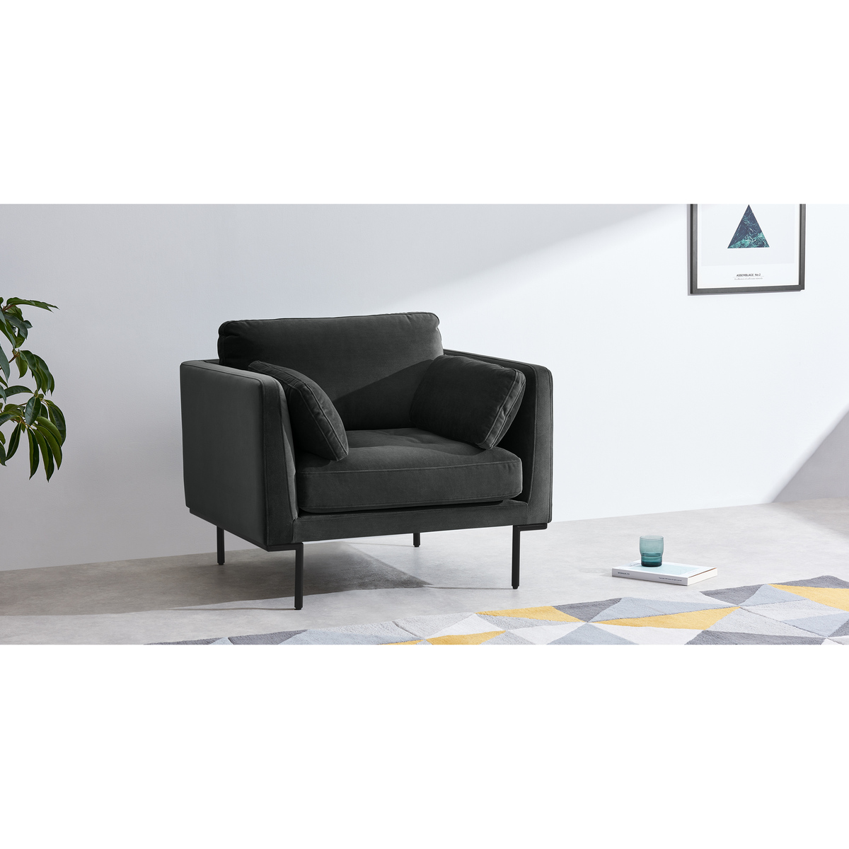 Harlow Armchair, Midnight Grey Velvet – image 3