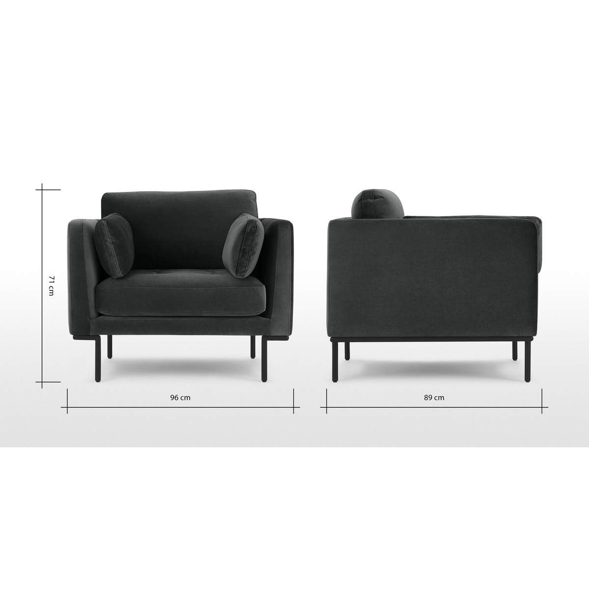 Harlow Armchair, Midnight Grey Velvet – image 8