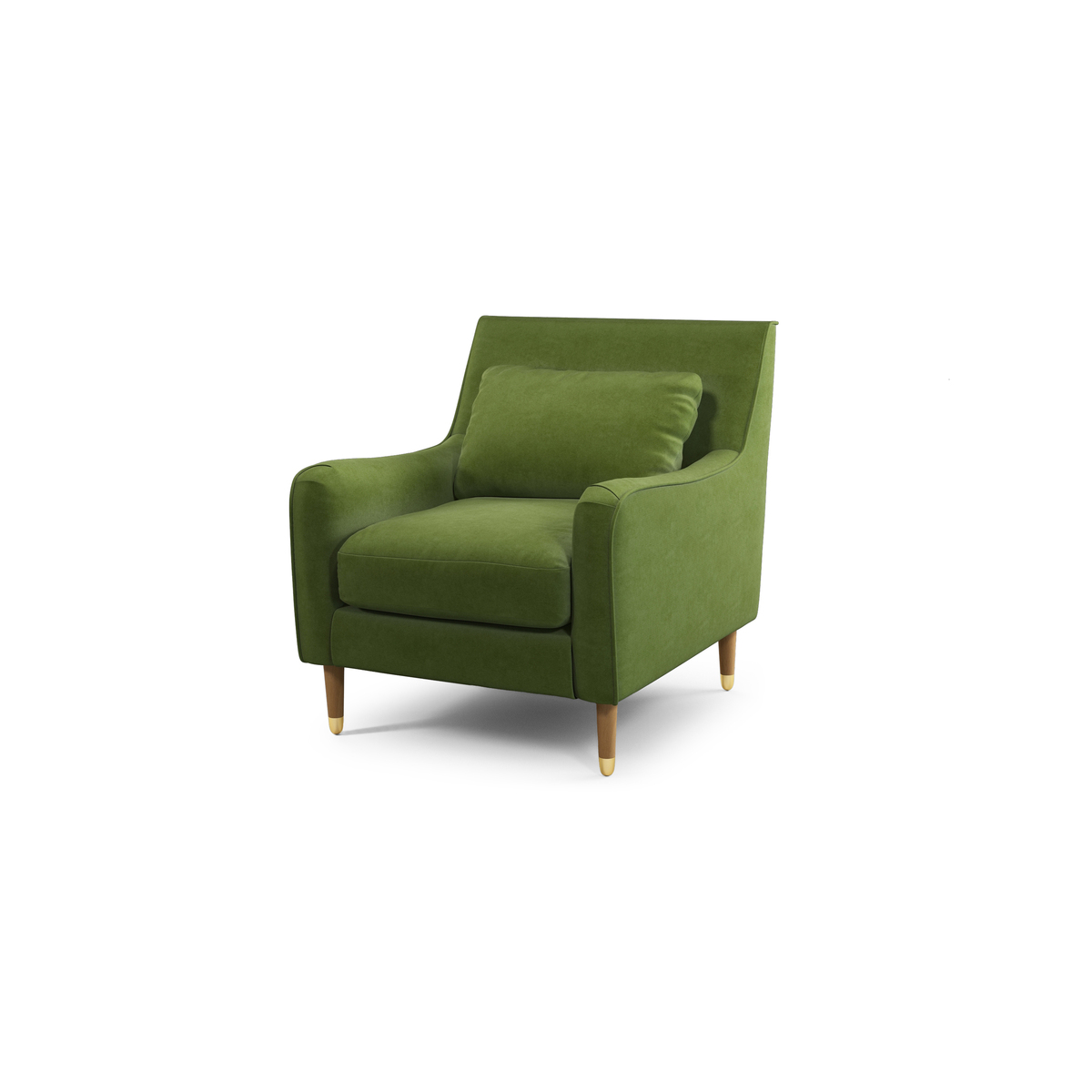 Content by Terence Conran Oksana Armchair, Plush Vine Green Velvet with Light Wood Brass Leg – image 2