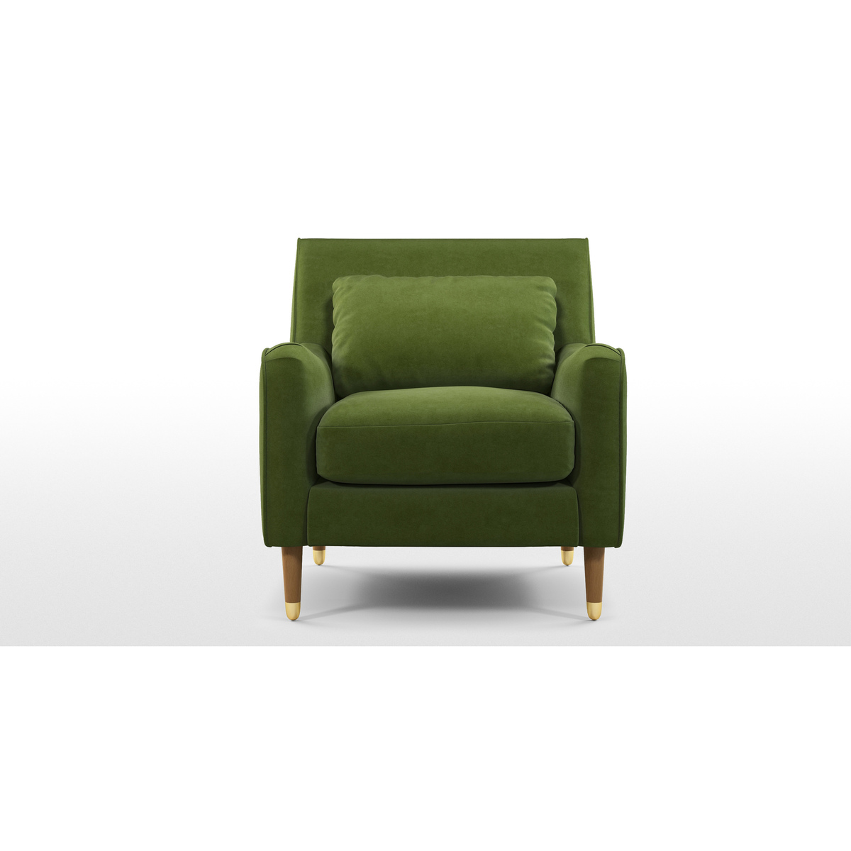 Content by Terence Conran Oksana Armchair, Plush Vine Green Velvet with Light Wood Brass Leg – image 4
