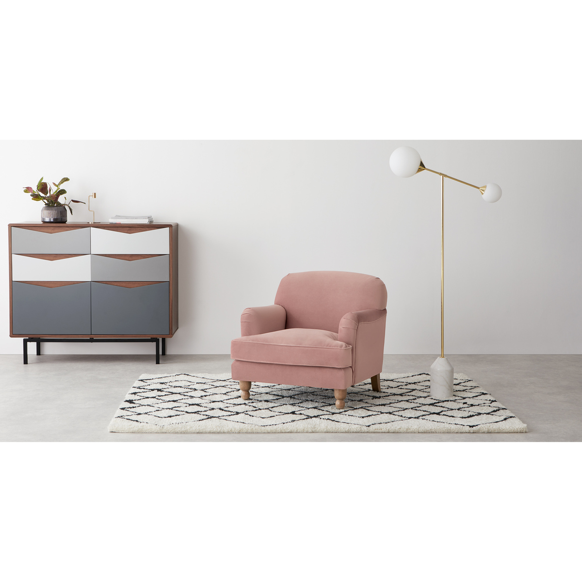 Orson Small Armchair, Vintage Pink Velvet – image 3