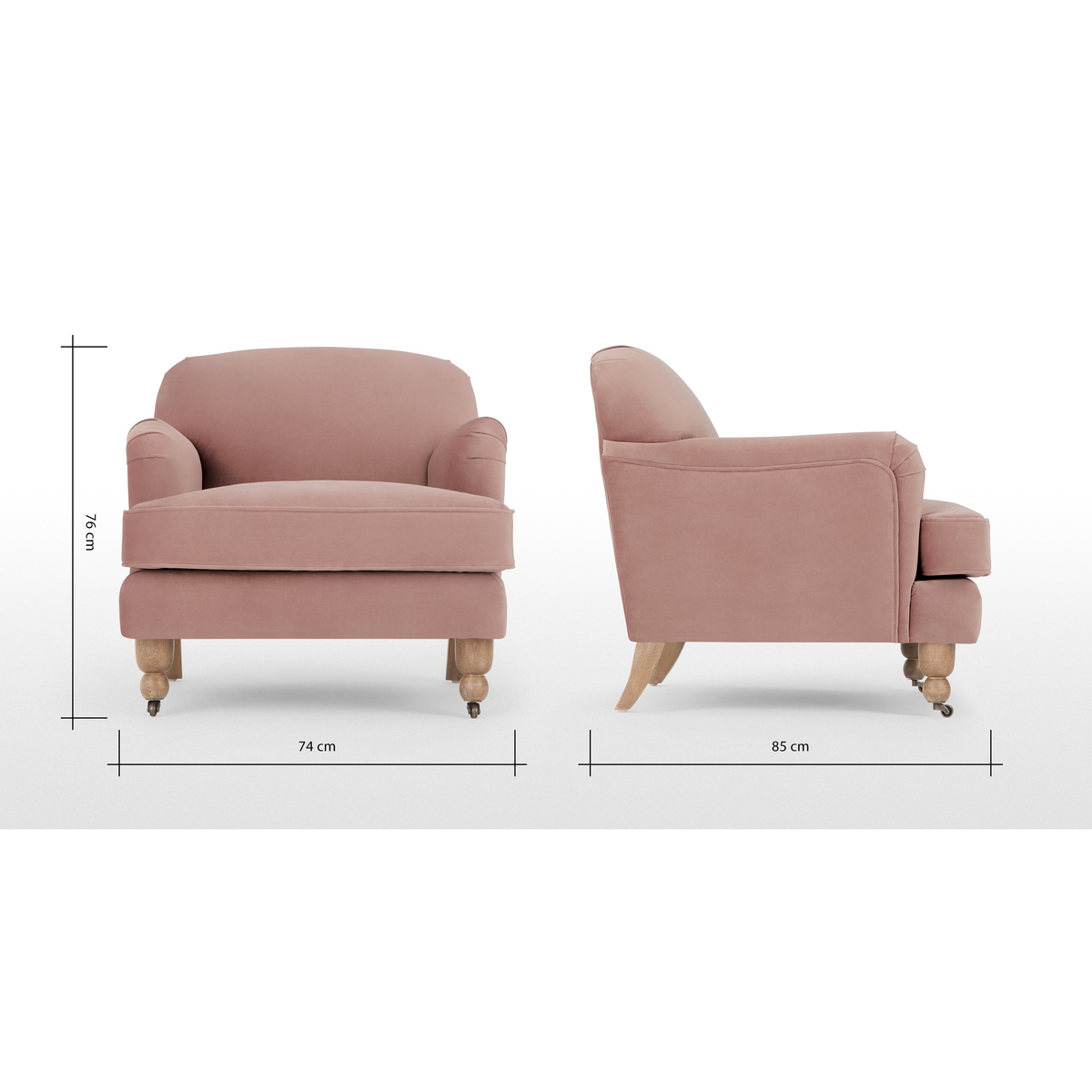 Orson Small Armchair, Vintage Pink Velvet – image 8