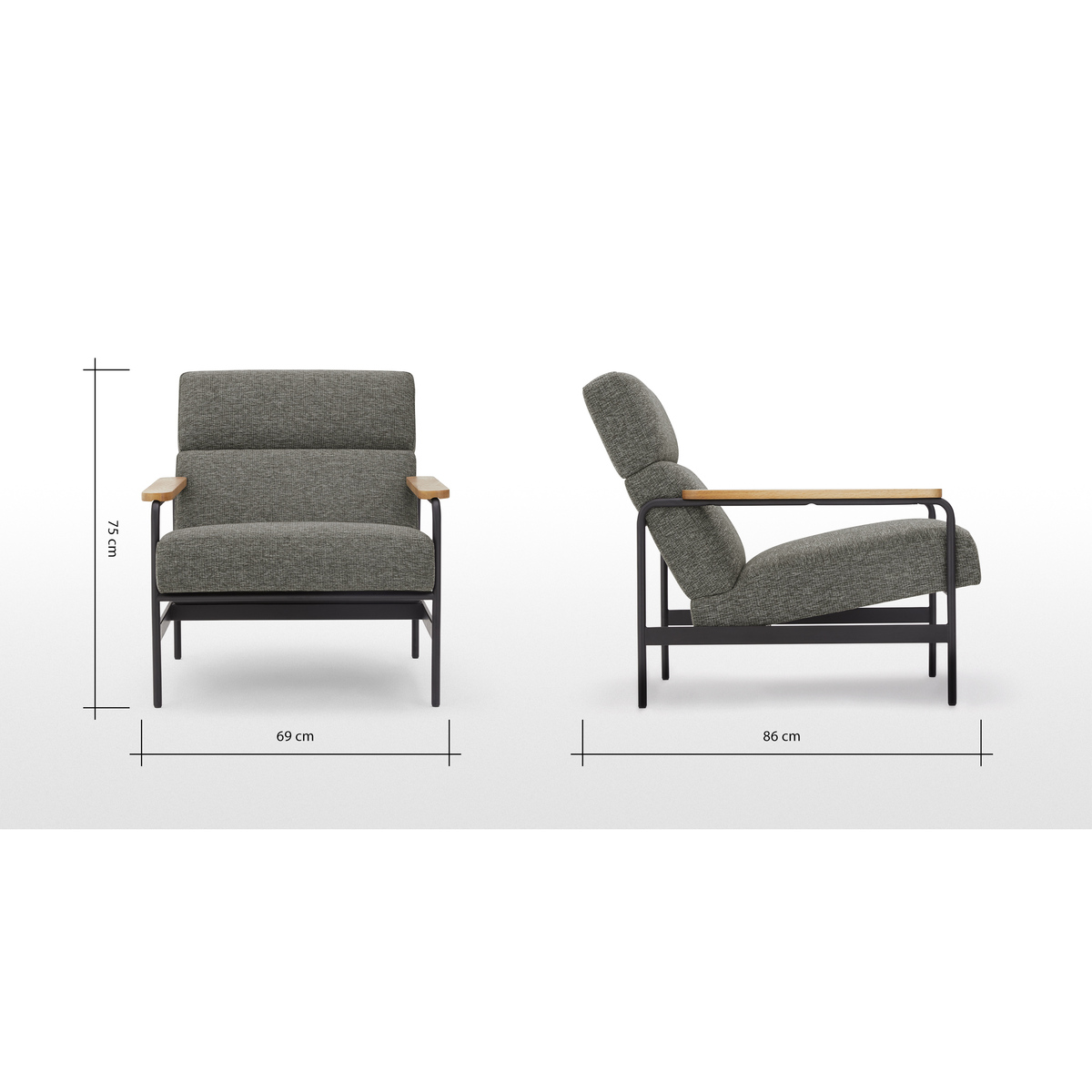 Kingston Accent Armchair, Melange Grey – image 8