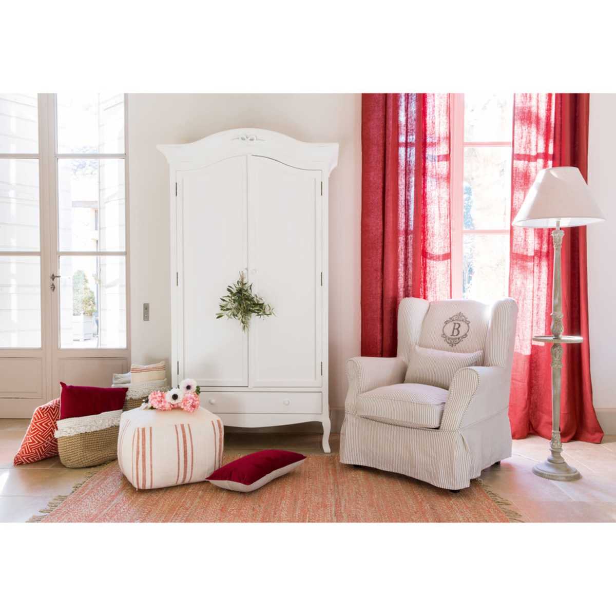 Cotton Armchair Cover with Striped Motifs 80x98 – image 5
