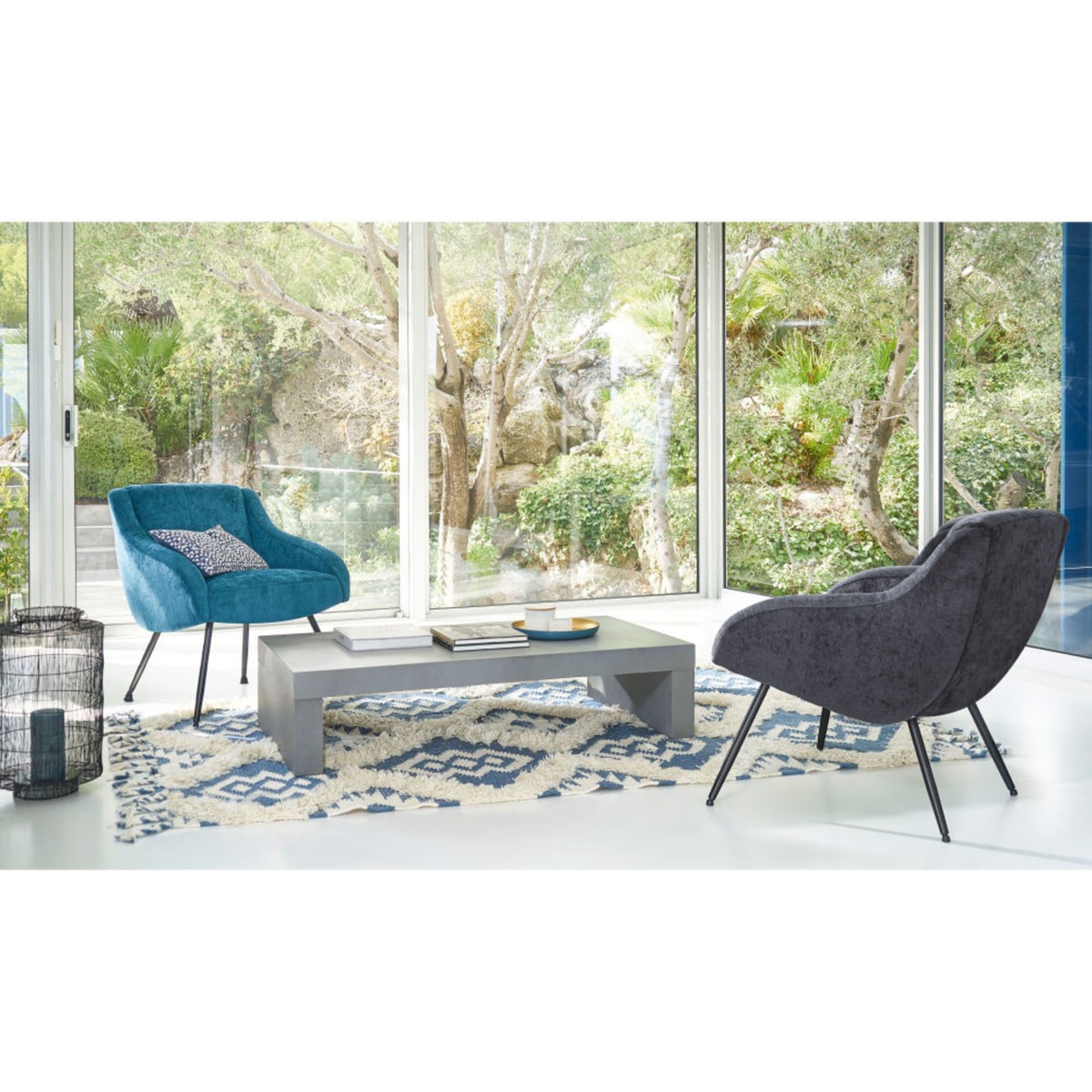 Vintage Grey Velvet and Metal Armchair Joyce – image 8