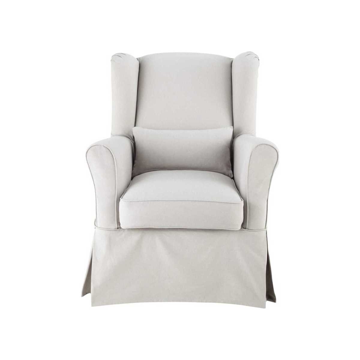 Cotton armchair cover in light grey Cottage – image 2