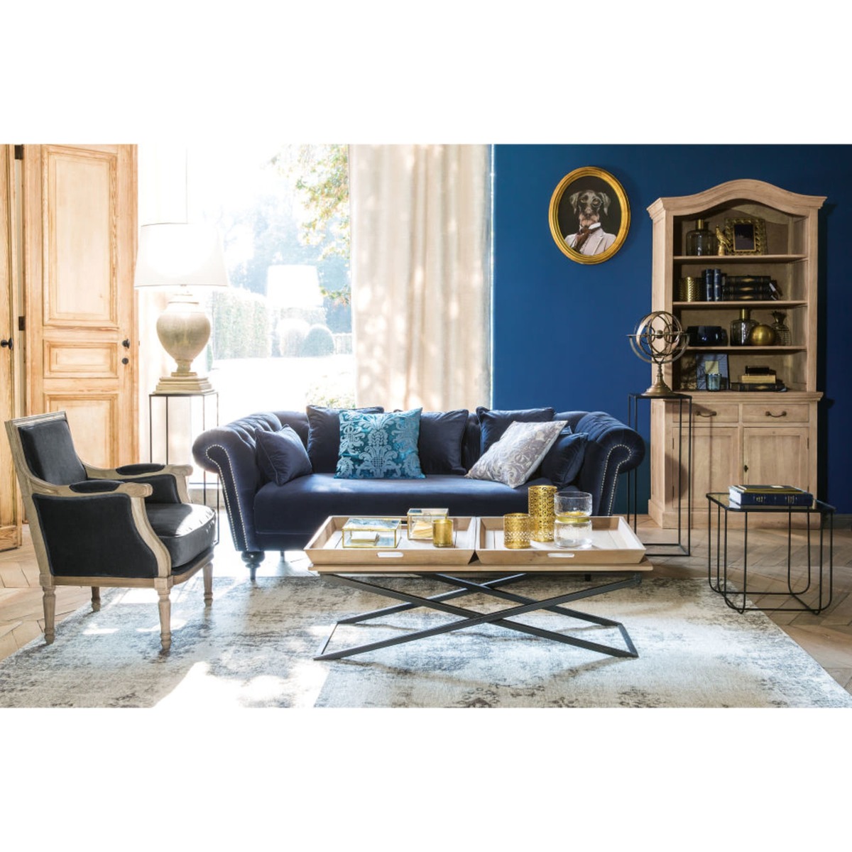 Midnight Blue Velvet Armchair Casanova – image 4