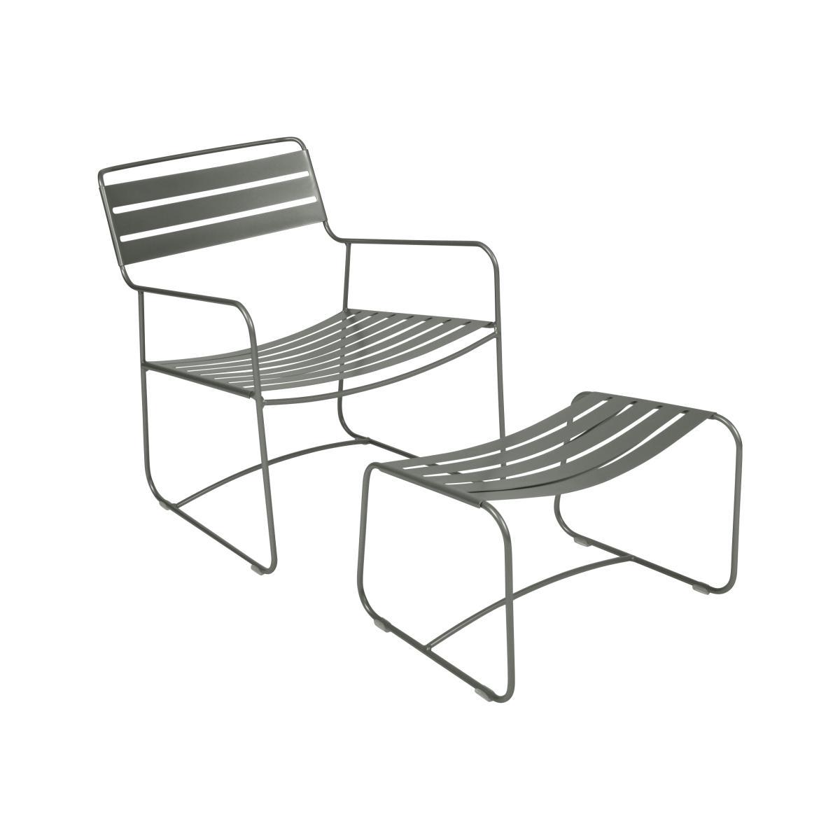 Surprising Lounger Set armchair & footrest by Fermob Green/Grey – image 1