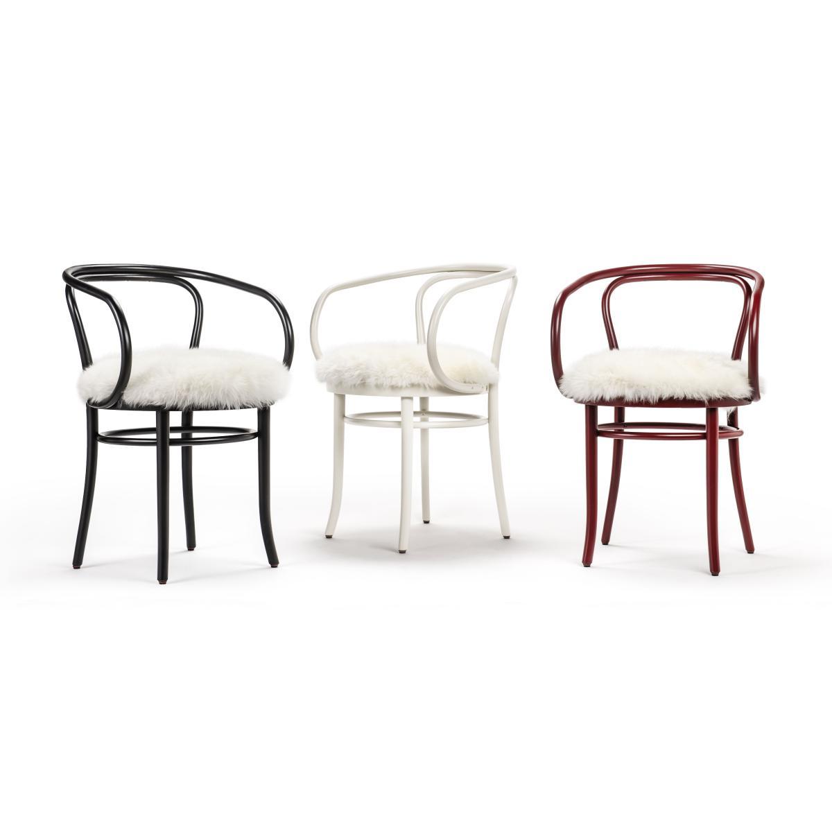 Wiener Stuhl Armchair - / Sheepskin seat - 1904 reissue by Wiener GTV Design White – image 2