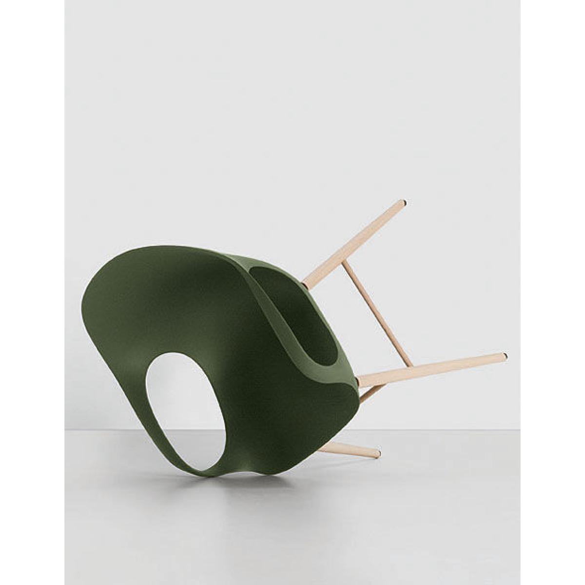 Elephant Wood Armchair - Plastic shell & wood legs by Kristalia Black – image 4