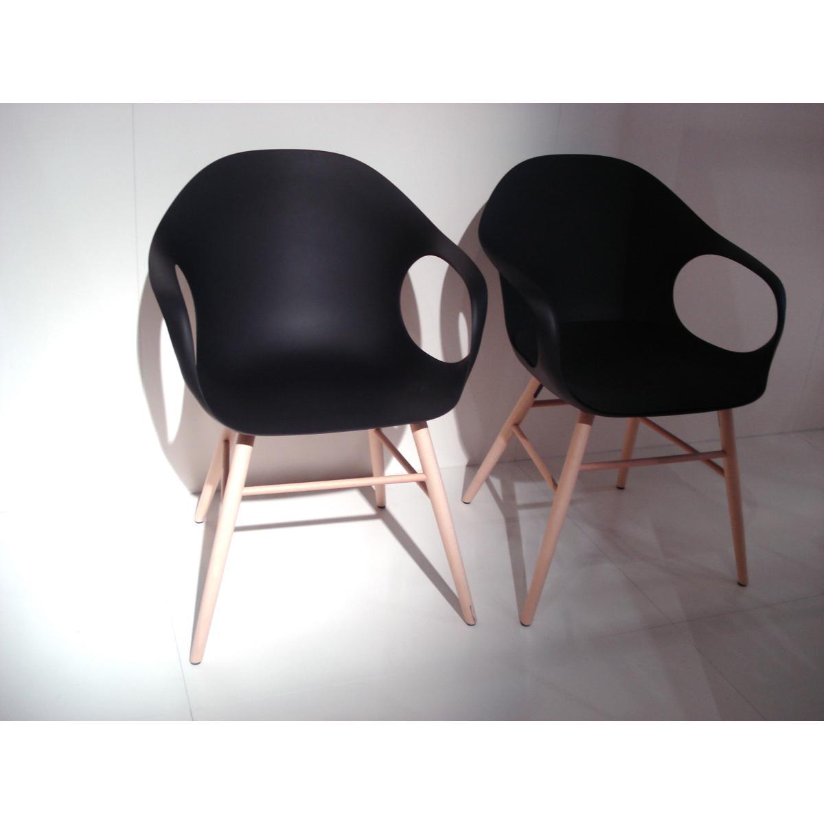 Elephant Wood Armchair - Plastic shell & wood legs by Kristalia Black – image 5