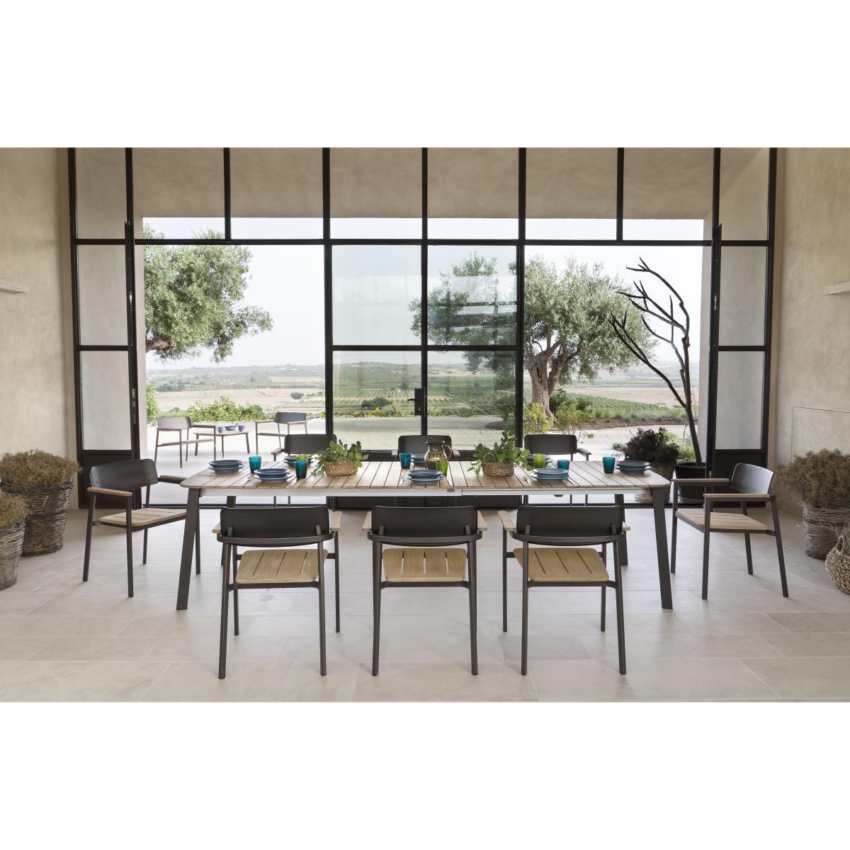 Shine Stackable low armchair - / Teak seat & armrests by Emu Natural wood/Metal – image 2