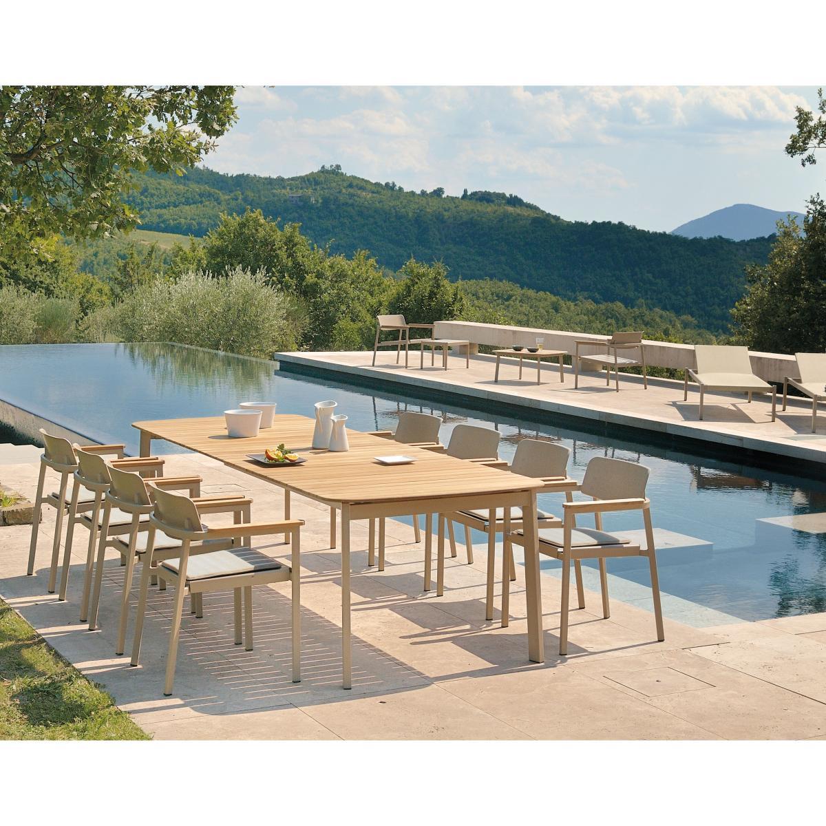 Shine Stackable low armchair - / Teak seat & armrests by Emu Natural wood/Metal – image 3