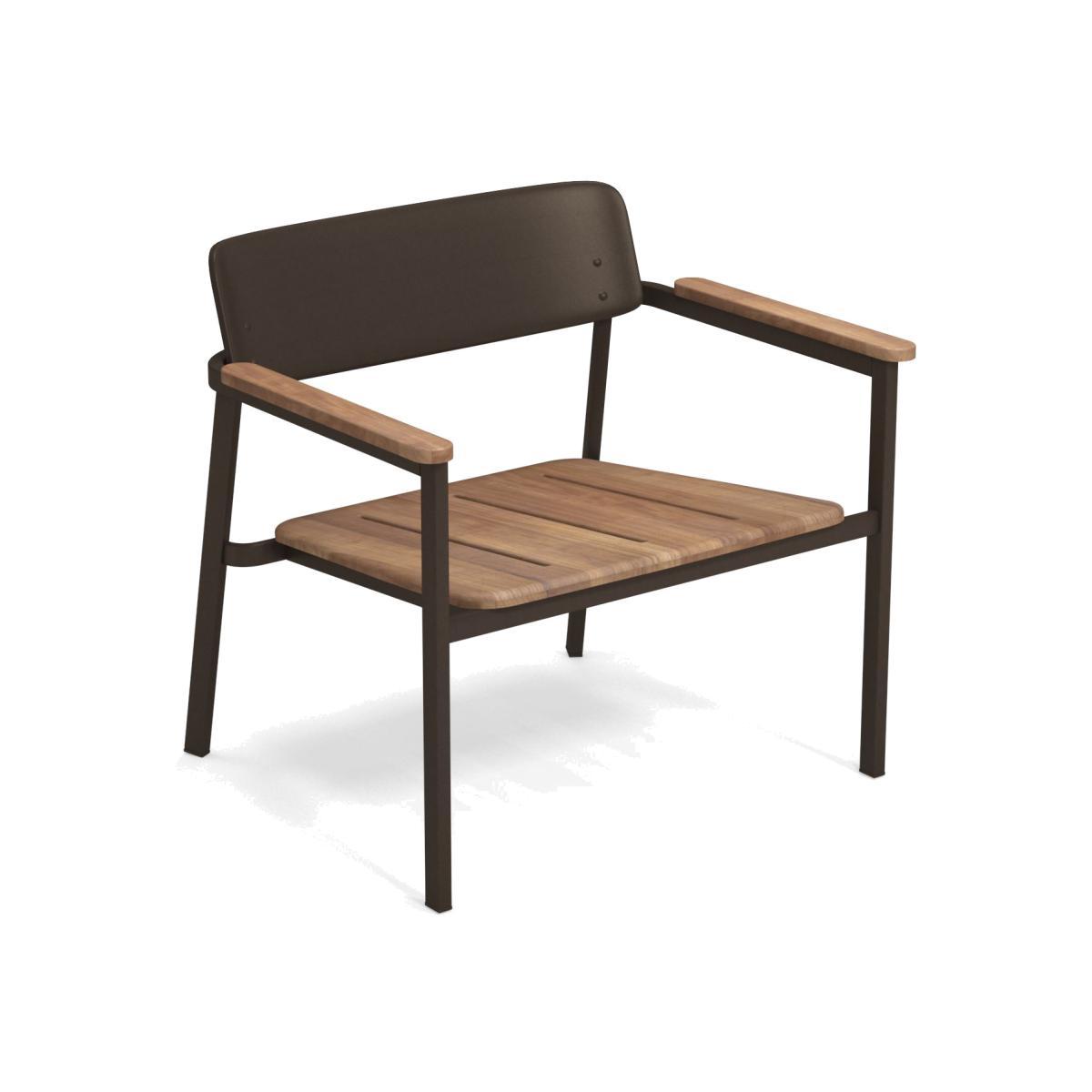 Shine Stackable low armchair - / Teak seat & armrests by Emu Natural wood/Metal – image 1