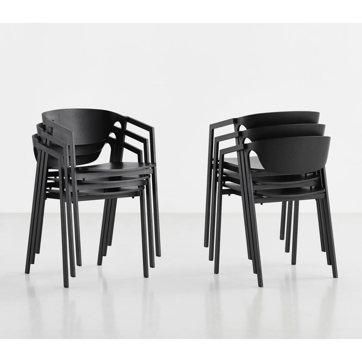 S.A.C. Stackable armchair - Metal & wood by Woud Black – image 4