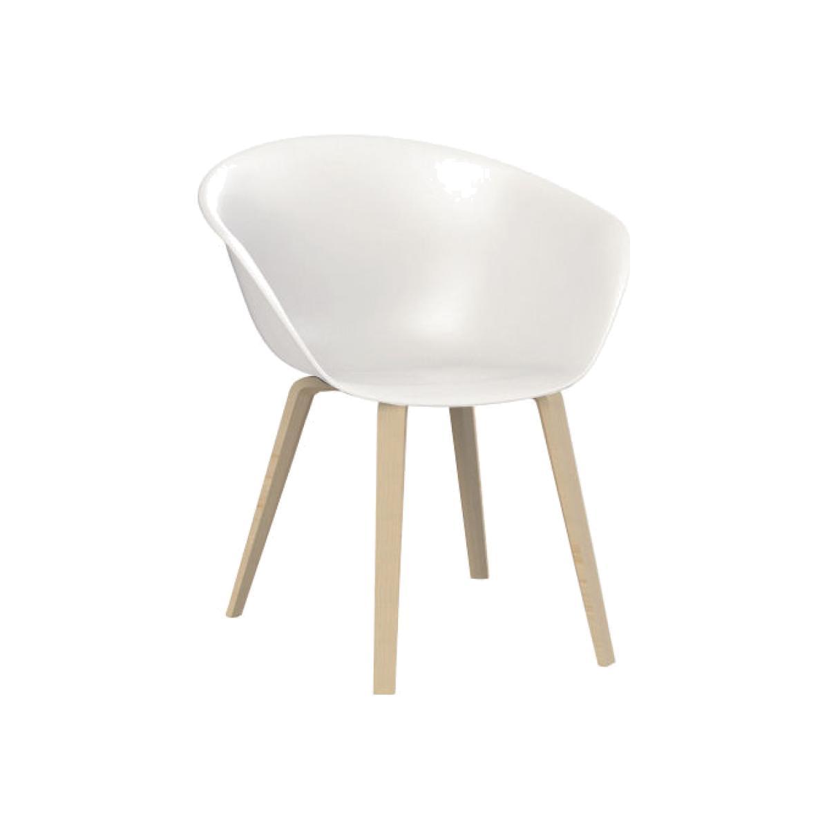 Duna 02 Armchair - Wood legs by Arper White/Natural wood – image 1