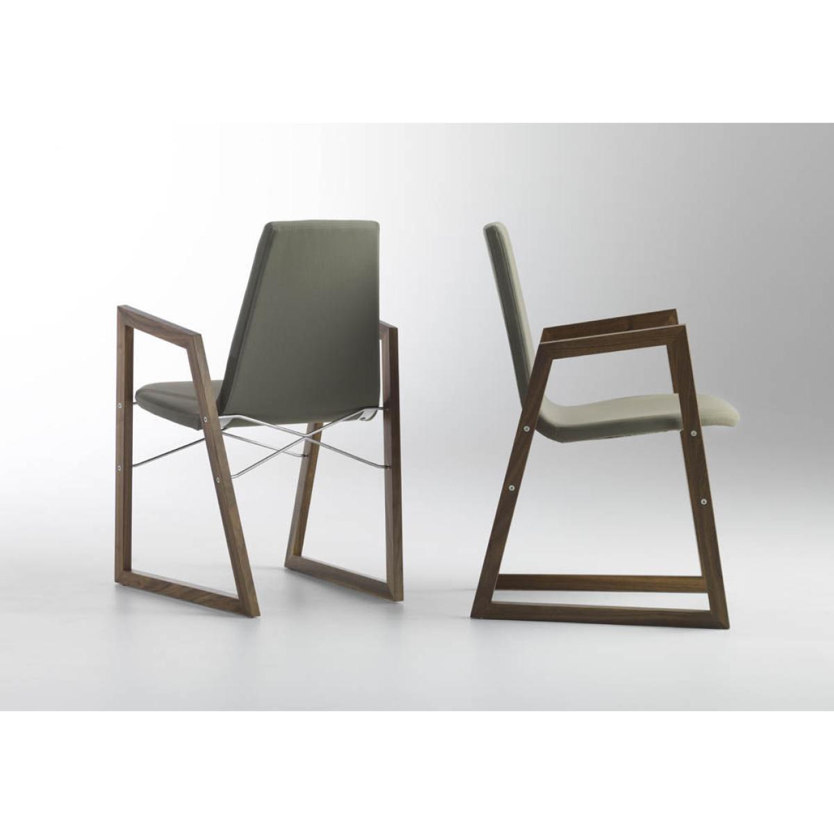 Ray Padded armchair - Ecoleather by Horm Grey/Natural wood – image 2