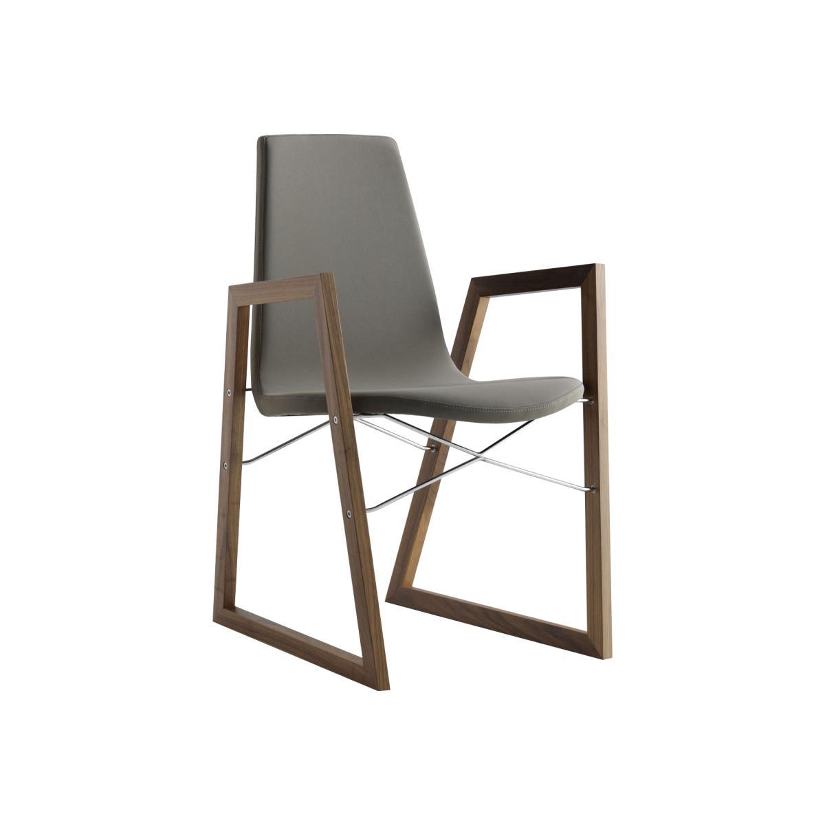 Ray Padded armchair - Ecoleather by Horm Grey/Natural wood – image 1