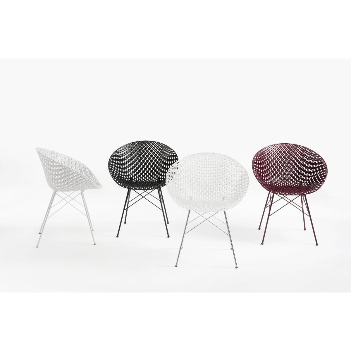 Smatrik Armchair - / Plastic seat & metal legs by Kartell Black – image 2
