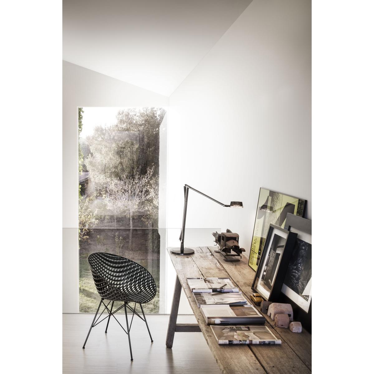 Smatrik Armchair - / Plastic seat & metal legs by Kartell Black – image 4