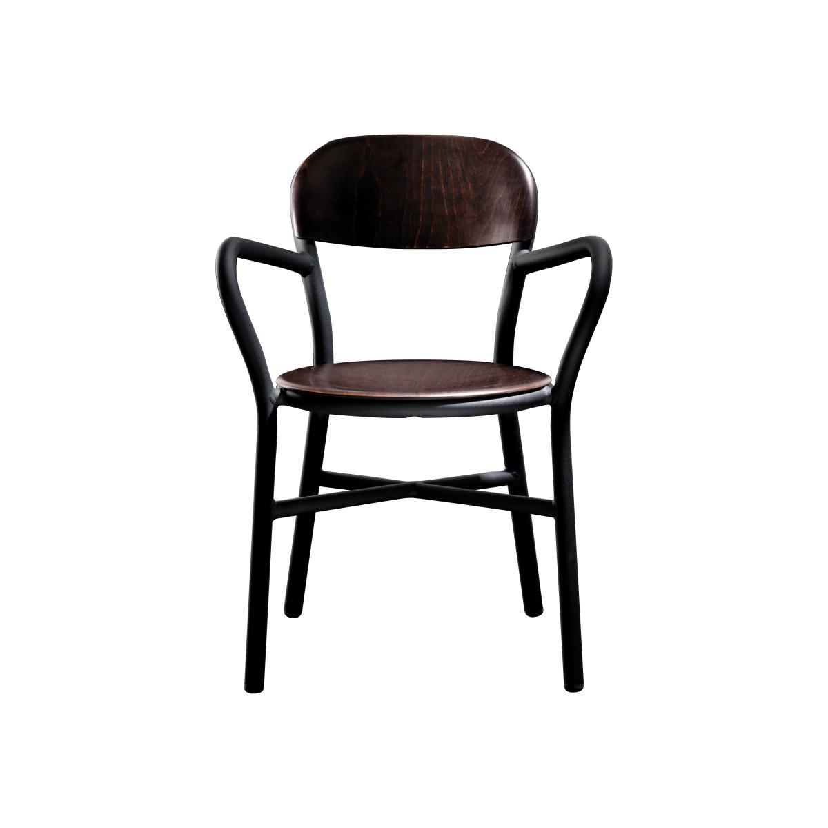 Pipe Stackable armchair - Wood & metal by Magis Black/Natural wood – image 1