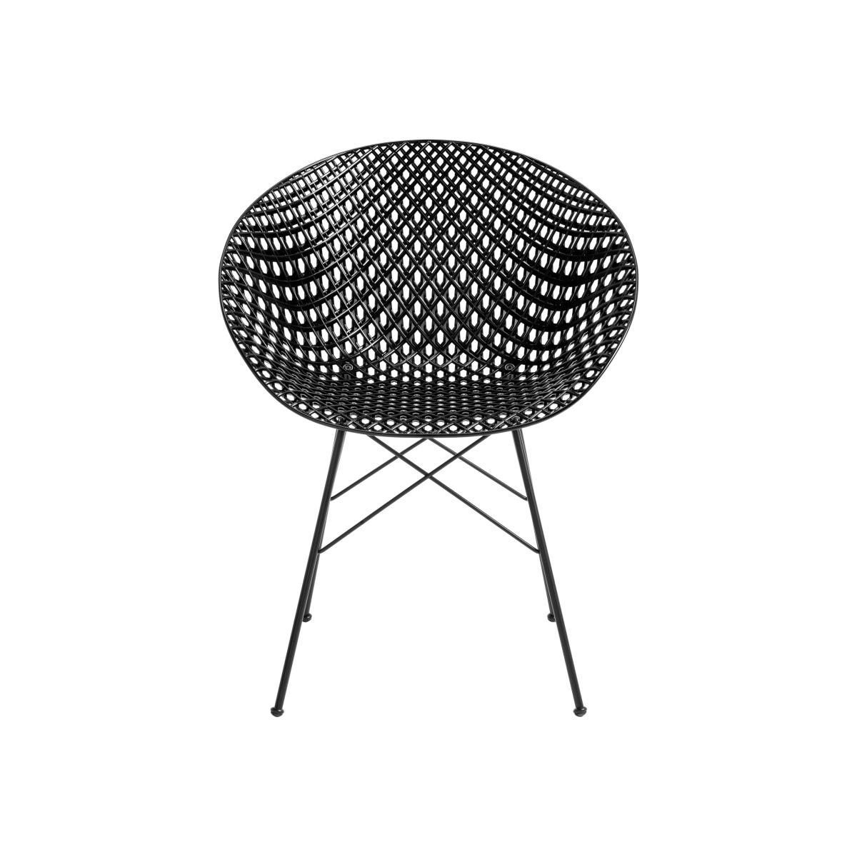 Smatrik Armchair - / Plastic seat & metal legs by Kartell Black – image 1