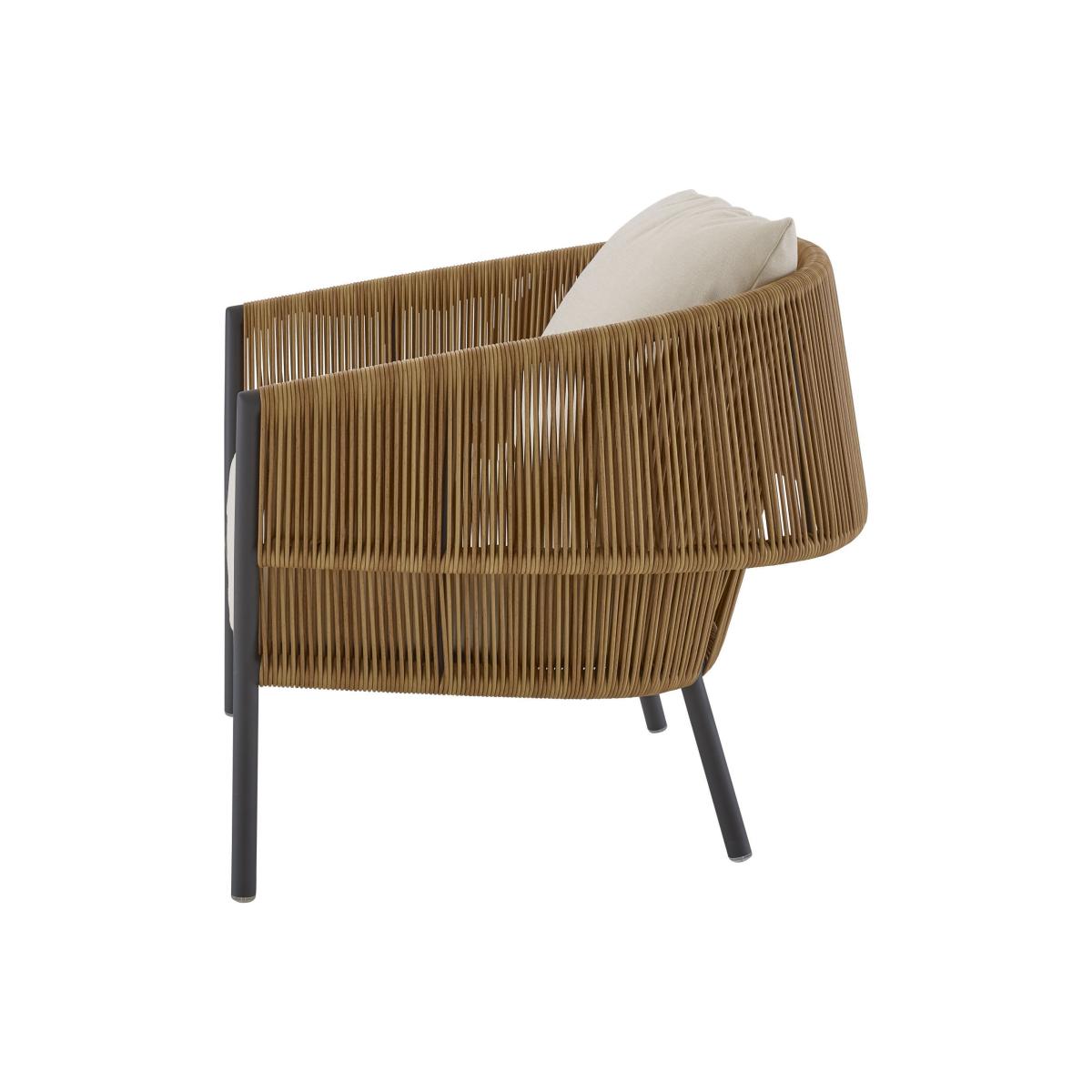Lapel Padded armchair textile beige / Synthetic rattan - Cinna – image 2